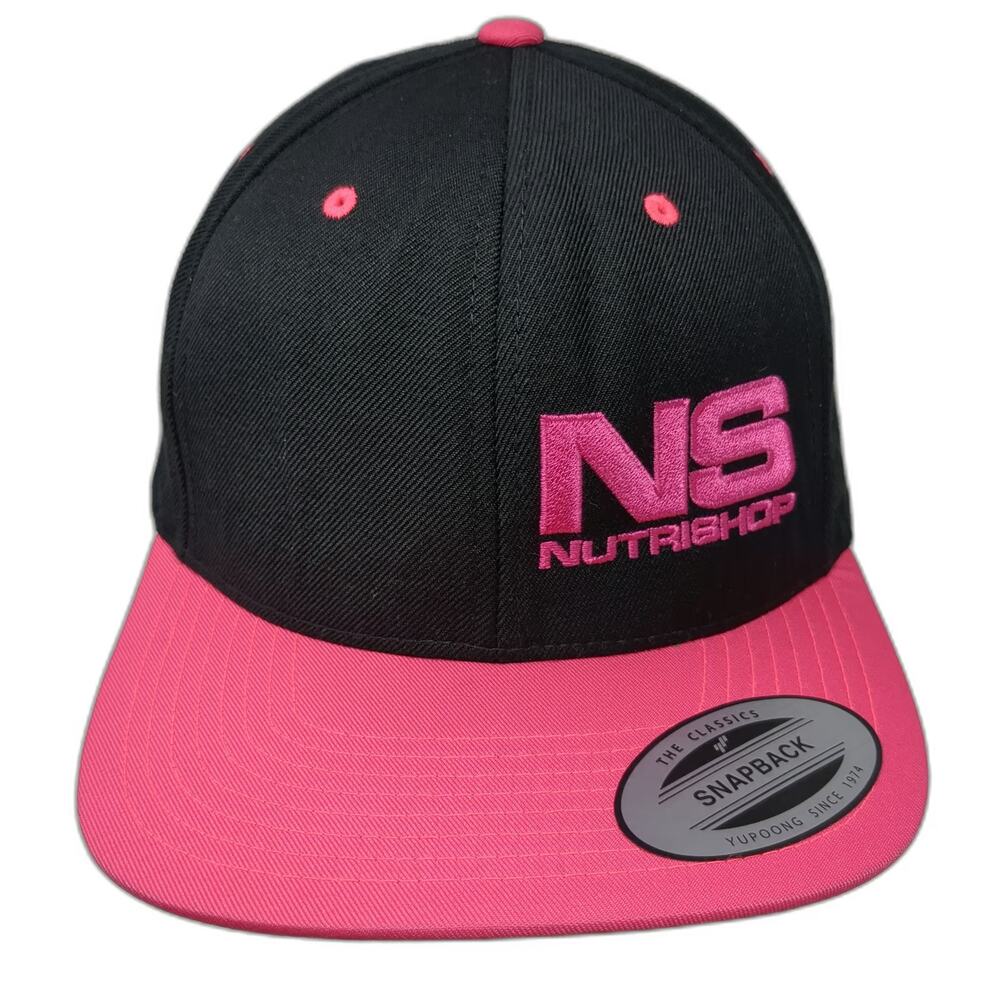 Yupoong Nutrishop NS Hat Snapback Black Pink One Size Flat Brim Green Undervisor